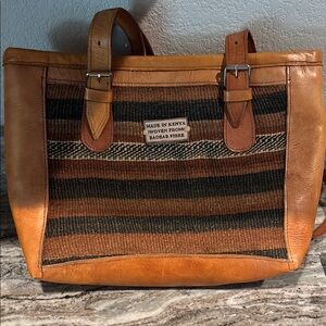 Handcrafted brown and Tan bag *Made in Kenya from Baobab Fibre*